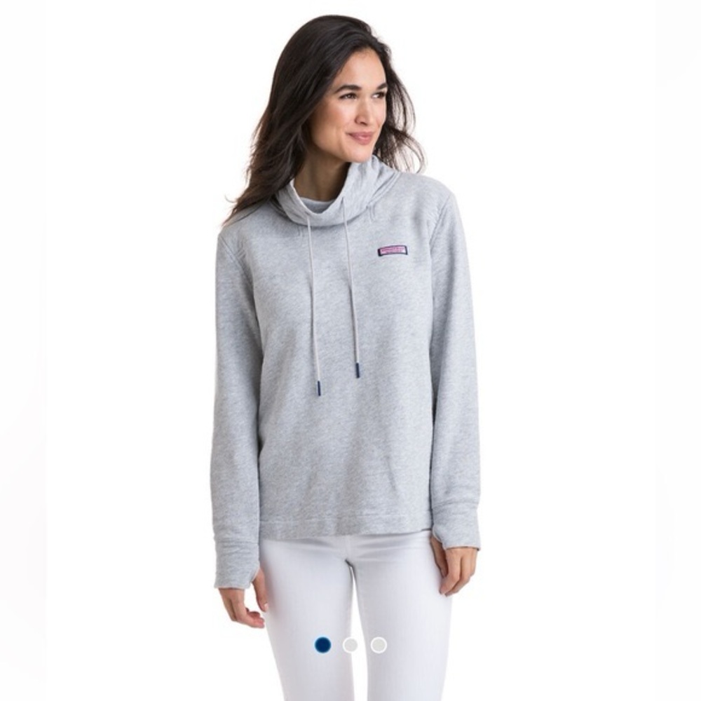 Vineyard Vines Slub Funnel Neck Shep Shirt Heather Gray Small Preppy Coastal
